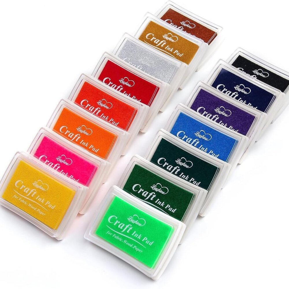 Craft Ink Pad Stamps Partner DIY Color,15 Color Craft Ink Pad for Stamps, Paper,
